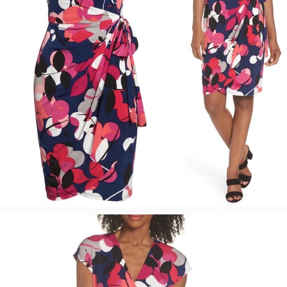 Maggy London Short Floral Wrap Dress